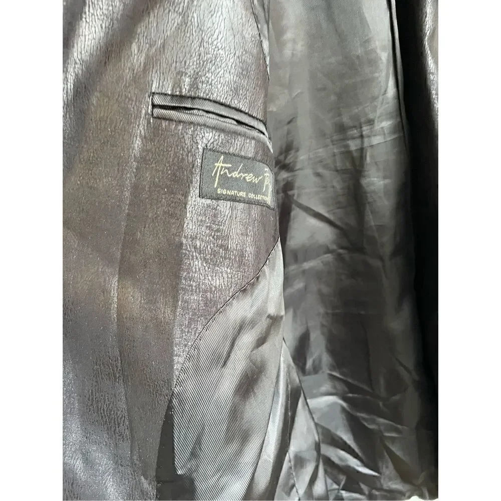 Fezza Men’s Sport Coat Black Size 44L Metallic Formal Party Wedding